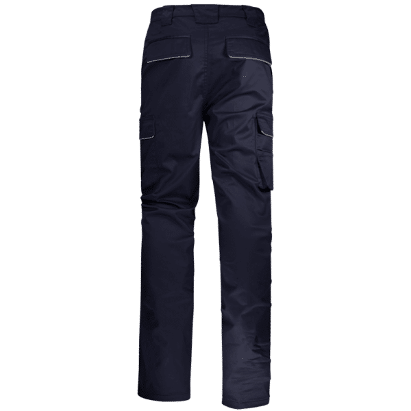 wr143 pantalon multibolsillos elastico vivos marino espalda