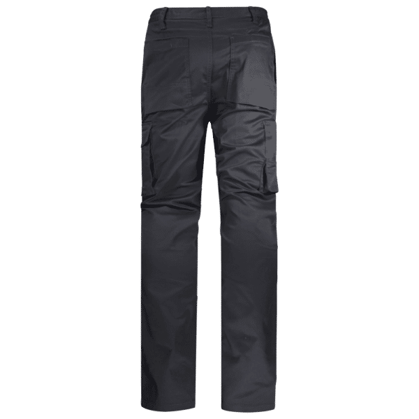 wr161 pantalon elastico multibolsillos rodillera gris espalda
