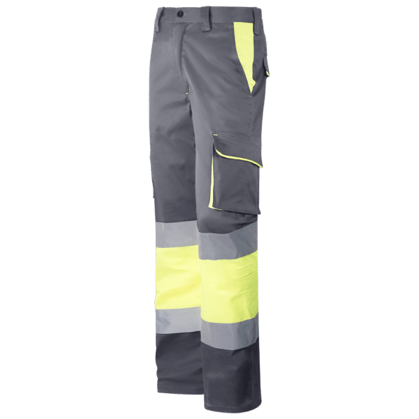 wr158 pantalon elastico multibolsillos combinado av amarillo gris diagonal
