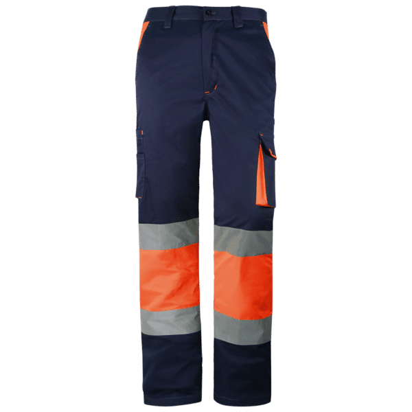 wr158 pantalon elastico multibolsillos combinado av naranja marino delantero