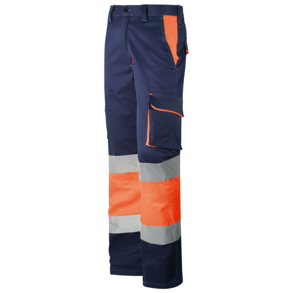 wr158 pantalon elastico multibolsillos combinado av naranja marino diagonal