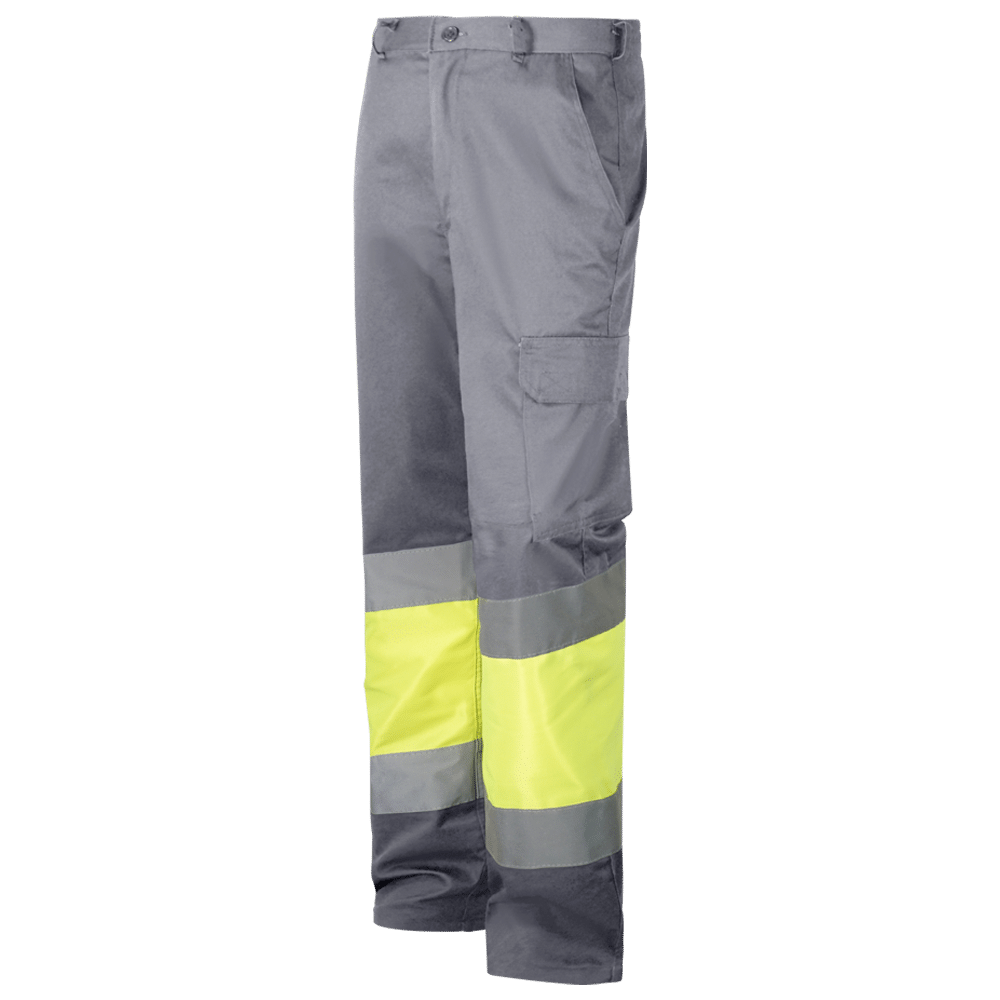 wr 157plus pantalon multibolsillos forrado combinado amarillo av gris diagonal