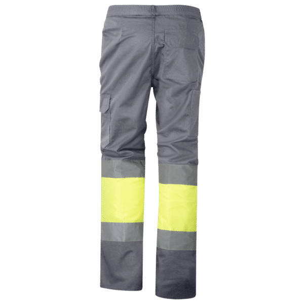 wr 157plus pantalon multibolsillos forrado combinado amarillo av gris espalda
