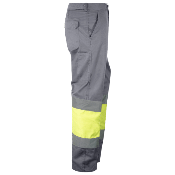 wr 157plus pantalon multibolsillos forrado combinado amarillo av gris lateral derecho