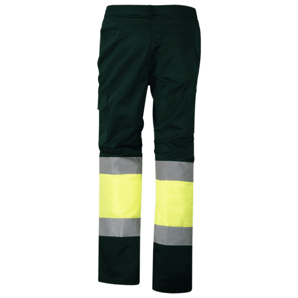 wr 157plus pantalon multibolsillos forrado combinado amarillo av verde oscuro espalda