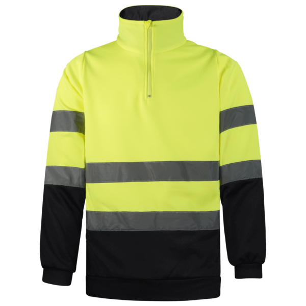 wr851 sudadera laboral amarillo gris media cremallera alta visibilidad