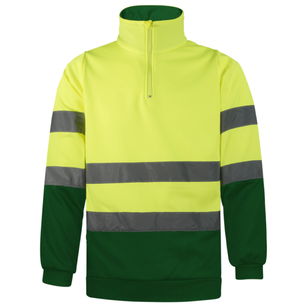 wr851 sudadera laboral amarillo verde media cremallera alta visibilidad