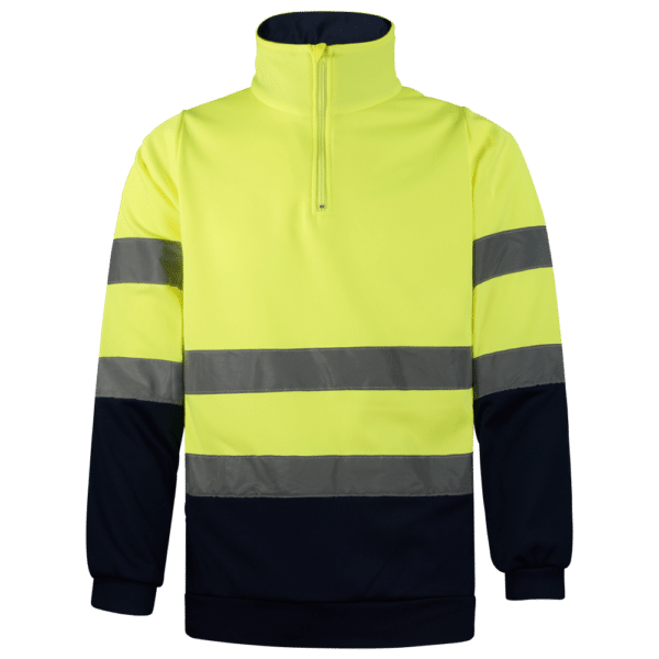 wr851 sudadera profesional amarillo azul marino media cremallera alta visibilidad